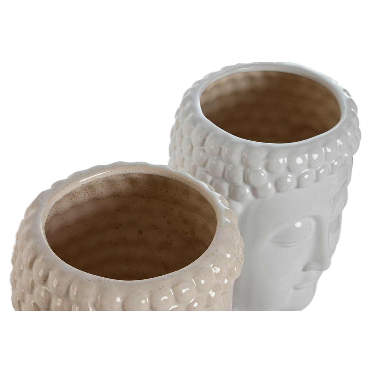 Planter Home ESPRIT White Beige Ceramic 15 x 15 x 25 cm (2 Units)-1