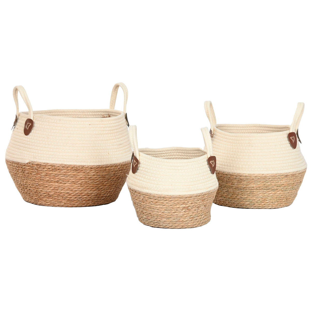 Decorative box Home ESPRIT Cream Natural Natural Fibre (3 Pieces)-1