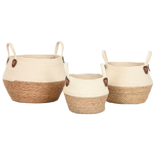 Decorative box Home ESPRIT Cream Natural Natural Fibre (3 Pieces)-1